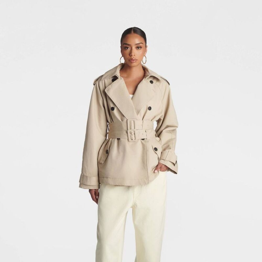 KBB by KAHLANA Women's 'The Celene Trench Coat' - Khaki L